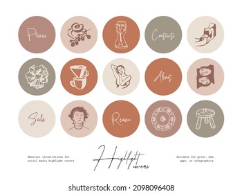 Conjunto de artículos cosméticos de línea dibujados a mano e ilustraciones de belleza para las portadas destacadas de los medios sociales 