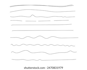 Set of hand drawn line brushes.Hand drawn lines and dividers.Doodle line borders.	