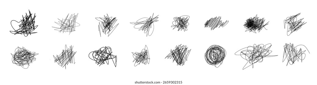 Conjunto de rabiscos desenhados à mão. Ilustração vetorial.