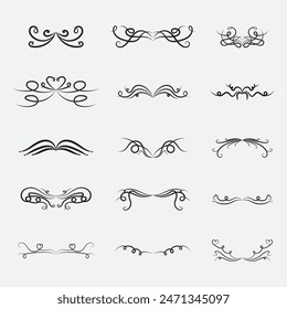 set of hand drawn line ornament vector design template