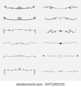 set of hand drawn line ornament vector design template