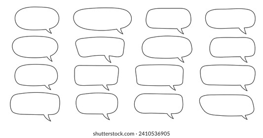 Set of hand drawn line speech bubbles. Speech balloon, chat bubble art vector line speech bubbles for apps and websites.