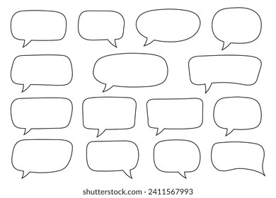 Set of hand drawn line speech bubbles. Speech balloon, chat bubble art vector line speech bubbles for apps and websites.