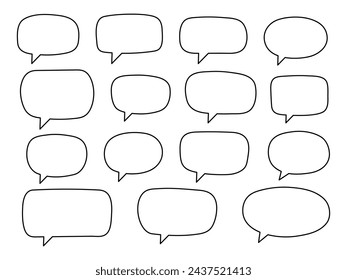 Set of hand drawn line speech bubbles. Speech balloon, chat bubble art vector line speech bubbles for apps and websites.