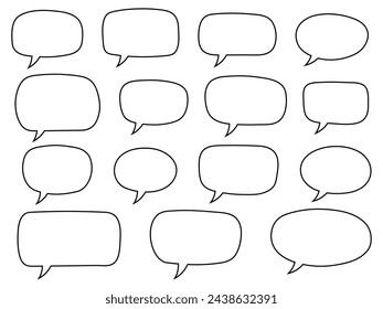 Satz von handgezeichneten Linien-Sprechblasen in rechteckiger Form. Sprechblase, Chat-Blasen-Kunst-Vektor-Linie Sprechblasen für Apps und Websites.