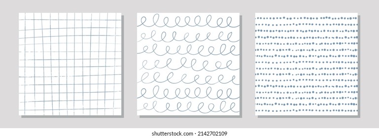 Set of hand drawn line, spot abstract backgrounds or patterns.