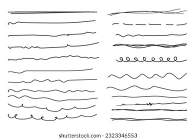 Set of hand drawn line strokes brushes.Underline strokes.freehand doodles, line strokes.