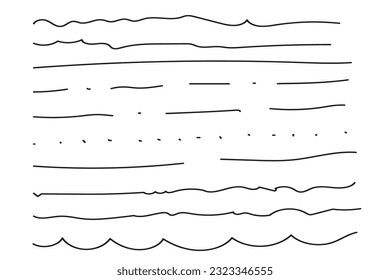 Set of hand drawn line strokes brushes.Underline strokes.freehand doodles, line strokes.
