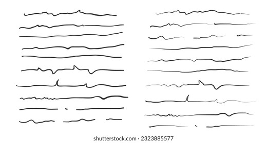 Set of hand drawn line strokes brushes.Underline strokes.freehand doodles, line strokes.