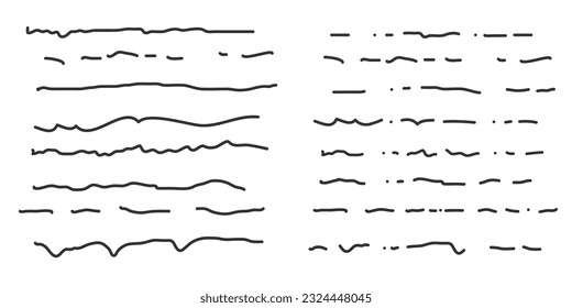 Set of hand drawn line strokes brushes.Underline strokes.freehand doodles, line strokes.