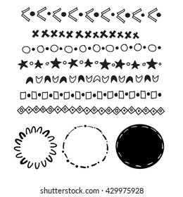 set of hand drawn lines borders and frames