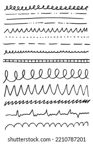 Satz von handgezeichneten Linien und Trennlinien. Vektor-Doodle-Design-Elemente auf weißem Hintergrund.