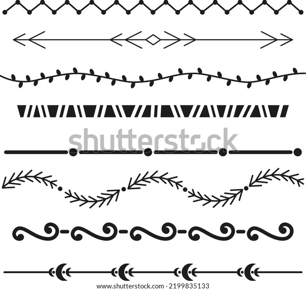 Set of hand drawn lines and dividers.\
Doodle vector design elements. hand drawn\
frame
