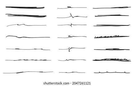 Set of hand drawn lines. Doodle design element with underline, scribble, swashes, swoops. swirl. vector illustration