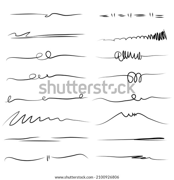 Set of hand drawn lines.\
Doodle design element with underline, scribble. vector\
illustration