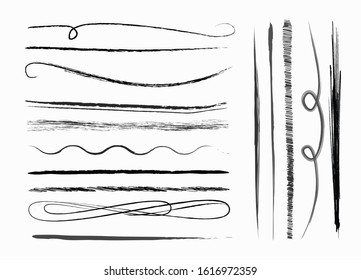 Set of hand drawn  lines isolated on white background