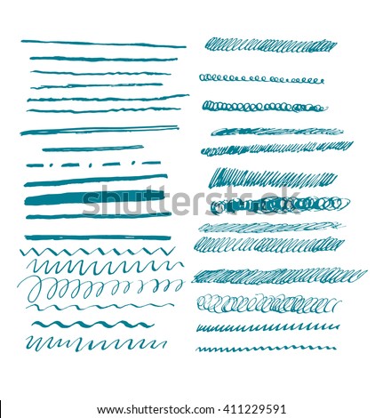 Set of hand drawn lines, swirls and squiggles. 