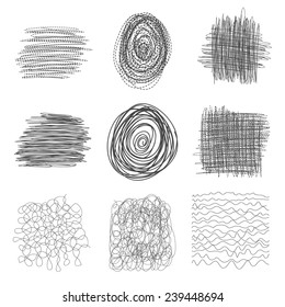 set of hand drawn lines textures, scribbles of pen, hatching, scratch