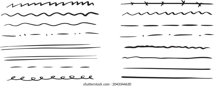 Set of hand drawn lines, underline, stroke, swirl vector design. Great for mobile app, web design, banner, etc