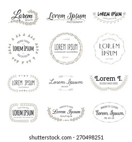 Set of hand drawn logo templates.