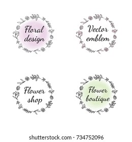 Set of hand drawn logos for flower shops, designers, florists, photographers and other creative professions. Universal creative premium symbols 