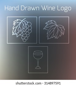 Set of hand drawn logos on the theme of wine for your business
