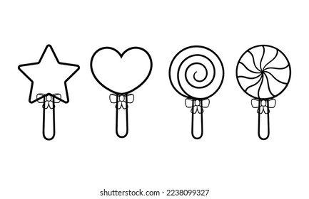 Satz handgezeichnet Lollipops auf weißem Hintergrund