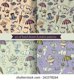 set of  hand drawn London patterns