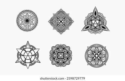 Set of hand drawn mandala designs doodle vector