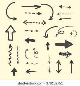 Set of hand drawn marker arrows. Vector element for your design. 