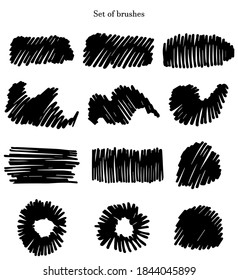 Set of hand drawn marker brushes. Collection of painted brushes for design, advertising, banner, illustrations etc. 10 eps design.