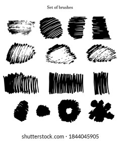 Set of hand drawn marker brushes. Collection of painted brushes for design, advertising, banner, illustrations etc. 10 eps design.