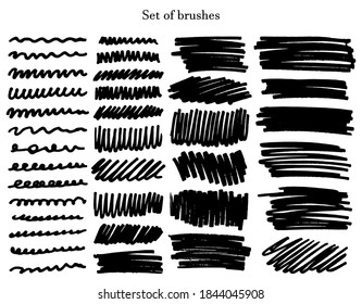 Set Hand Drawn Marker Brushes Collection Stock Vector (Royalty Free ...