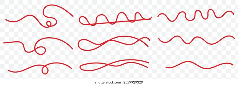 Set of hand drawn marker line vector illustration design element grunge strokes doodle lines underline scribble. eps 10.