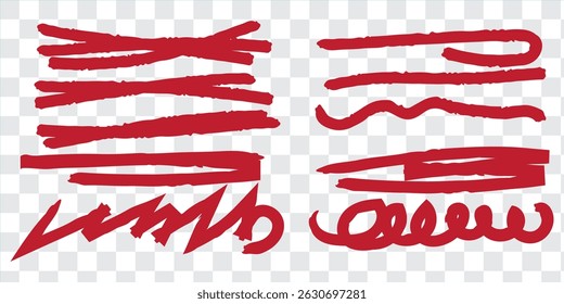 Set of hand drawn marker line design element, grunge strokes, doodle lines underline scribble