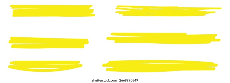 Conjunto de elemento de diseño de Ilustración vectorial de línea de marcador dibujado a mano, trazos grunge, líneas de garabato subrayan garabato .