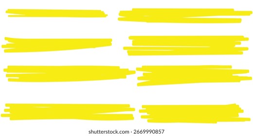 Conjunto de elemento de diseño de Ilustración vectorial de línea de marcador dibujado a mano, trazos grunge, líneas de garabato subrayan garabato .
