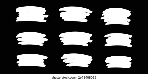 : Conjunto de elemento de diseño de Ilustración vectorial de línea de marcador dibujado a mano, trazos grunge, líneas de garabato subrayan garabato