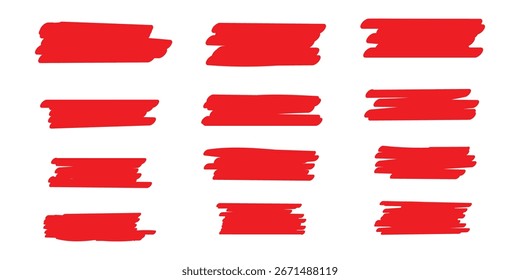 : Set handgezeichnete Markierungslinie, Vektorgrafik-Design-Element, farbige Striche, Doodle-Linien unterstreichen Kritzeln