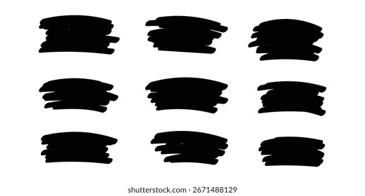 : Set of hand drawn marker line vector illustration design element, grunge strokes, doodle lines underline scribble