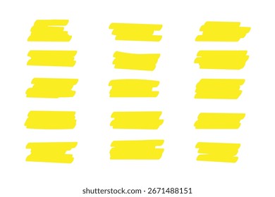 : Set of hand drawn marker line vector illustration design element, grunge strokes, doodle lines underline scribble