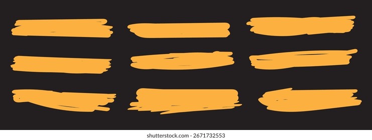 Set of hand drawn marker line vector illustration design element, grunge strokes, doodle lines underline scribble .