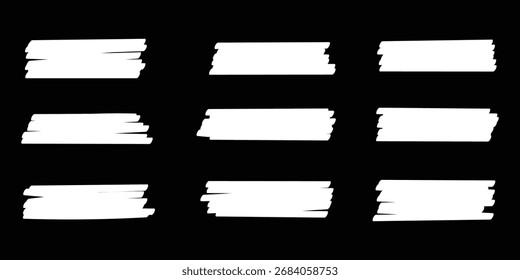 Set of hand drawn marker line vector illustration design element, grunge strokes, doodle lines underline scribble