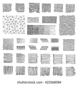 Set of hand drawn marker patterns. Doodle Textures