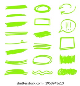 Set of hand drawn marker strokes, underlines.Collection of doodle style various strips. Art lines.Isolated on white.Vector illustration