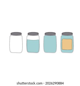 set hand drawn mason jars. vector illustration