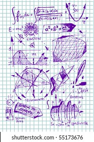 set of hand drawn math symbols