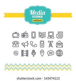 Set of hand drawn media icons