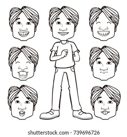 Set of hand drawn men faces