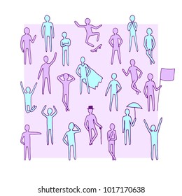 set of hand drawn men figures, different silhouettes